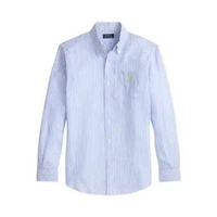 Polo Ralph Lauren Custom Fit Striped Linen Shirt Harbour Island Blue White L Blue