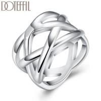Cross Intertwined Ring Silver Color For Women Wedding Engagement Party Fashion Charm Jewelry