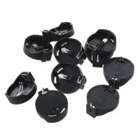 10pcs Black Round Button Battery Holder Case for CR2032 2016 2025