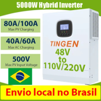 5000W Solar Hybrid Pure Sine Wave Inverter Off Grid 48V To 110V 220V 50Hz/60Hz MPPT PV Max 500V Input 80A PV Charge Current
