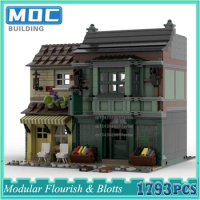 City Streetview Modular Flourish &amp; Blotts Castle Idea Model Building Blocks DIY Assembled Bricks Scenes Kid Christmas toys Gift