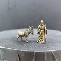 Brass Huatuo Donkey Miniature Model Sandbox Fish Tank Aquascape Ornaments 2pcs