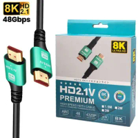 HDMI 2.1 Cable 8K 60HZ 4K 120HZ HDR 48Gbps High-Speed OD 8mm HDMI-compatible To HDMI Cord for PS5/XBox TV Computer Projector