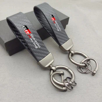 Zinc Alloy Keyrings Leather Carbon Fiber Car Motorcycle Rings Keychain car Accessories for Toyota GR Sport Gazoo Racing RAV4 CHR