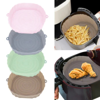 1pcs Silicone Air Fryers Oven Baking Tray Pizza Fried Chicken Airfryer Silicone Basket Reusable Airfryer Pan Liner Accessories