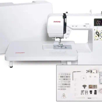 Janome JW8100 Fully-Featured Computerized Sewing Machine with 100 Stitches, 7 Buttonholes, Hard Cover, Extension Table