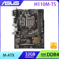 ASUS H110M-TS Intel H110 Motherboard LGA 1151 Socket for 6th Gen Core i3 i5 i7 Processor 6100 6300 6500 6700 Used Mainboard DDR4