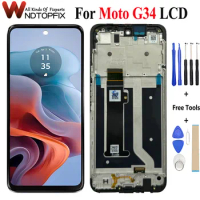 Tested Well 6.5" For Motorola Moto G34 XT2363-2 Display Touch Screen Digitizer Replacement Parts For Moto G34 LCD With Frame