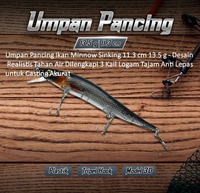 Umpan Pancing Minnow Sinking 11.3cm 13.5g Multi Color - 3 Kail Treble Hook Tajam Anti Lepas Action C