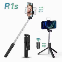 Tongsis Bluetooth LED R1S 3in1 Remote Selfie Stick Tripod 360