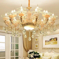 (Tặng Bóng Led) Đèn Chùm Chao Đá Đúc 15 Tay Trang Trí Phòng Khách,Sảnh Nhà Hàng Khách Sạn,Quán Cafe