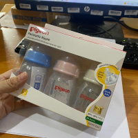 Pigeon- ขวดนมคอแคบ KPP 2 oz แพค 3 พร้อมจุกเสมือนมารดารุ่นมินิ Size S