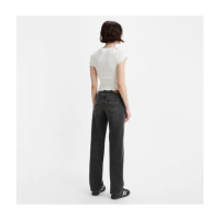 【LEVIS 官方旗艦】女款 501 90S高腰排釦直筒牛仔長褲 / 黑灰色水洗 及踝款 熱賣單品 A1959-0022