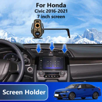 For Honda Civic 2016-2021 Car Mobile Phone Holder Navigation Wireless Charger 7 Inch Screen Fixed Base 360° Rotating Bracket