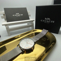 【COACH】COACH蔻馳女錶型號CH00010(銀白色錶面銀錶殼銀色精鋼錶帶款)