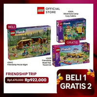 Beli 1 Gratis 1 - LEGO Friends 42624 Adventure Camp Cozy Cabins + LEGO Friends 42642 Friendship Movi