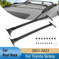 2 Pcs Car Luggage Roof Rack Cross Bar Top Carrier Black For Toyota Sienna 2021 2022 Car Surf Long Roof Rack Bike Storage Travel