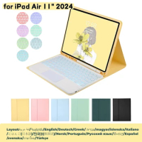 For iPad Air 6th 11" 2024 Backlit Keyboard Case Bluetooth Wireless Mouse Cover Touchpad RGB Keyboard Kit Funda Stand