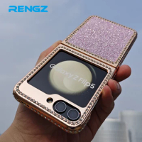 Electroplate Glitter Diamond Leather Case For Samsung Galaxy Z Flip5 Ice Maiden All-inclusive Drop-proof Flip5 Protective Cover