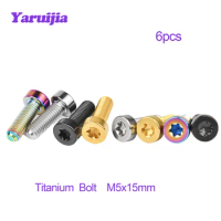Yaruijia Titanium Bolt M5x15mm Stigma Threaded Screw for Bicycle Handlebar Fixed Part 6Pcs