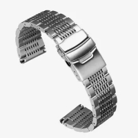 20mm 22mm Watch Band Bracelets Strap fit for Samsung Huawei Seiko skx007 replace solid strap belt with deployment buckle clasp