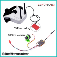 EWRF Record Video System Goggles Monitor VR Glasses and 1000mW FPV Transmitter Launcher+CMOS 1000TVL FPV Camera for RC Drone