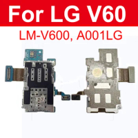 For LG V60 ThinQ 5G V600 Sim Card Socket Slot Flex Cable Card Reader Adapters SIM Card Board Holder Flex Cable Parts