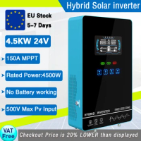 4.5KW 24V To 230V Hybrid Solar Inverter Max.PV Input 450V Pure Sine Wave Built-in 150A MPPT .PV Input 450V Restore Settings