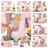 Cooking Toys Simulation Kitchen Ice Cream Machine Miniature Noodles Mini Colourful Clay Pasta Machine DIY Safe Girls