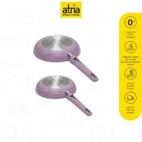 Atria Queen Fry Pan Panci Masak Isi 2 Alumunium Aloy 20X4CM & 26X4.7CM Lavender Mist Sesame Lavender