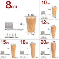 1 Pcs 8-20cm Height Solid Wood Furniture Legs Inclined Cone Sofa Feet Bed Cabinet Table Chair Replacement Feet Sloping Feet