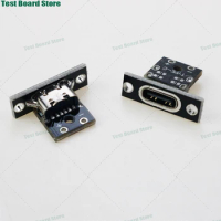 1Pce USB3.1 Type-c 2P female seat with fixed plate test board double-sided positive and negative pole plug-in connector