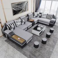 Modern Simple Fabric Sofa Living Room Furniture Nordic Technology Cloth Living Room Sofa Creative Multi-functional Display Sofa