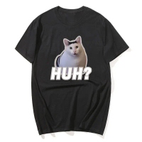Áo thun meme Huh Cat dễ thương, hài hước, ngầu, cổ điển cho nam/nữ; phong cách Harajuku, vintage, un