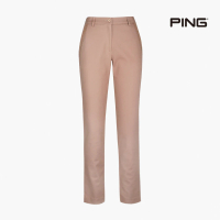 【PING】女款素色織帶鑲邊休閒長褲-咖啡(GOLF/高爾夫球褲/RE21209-76)