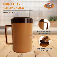 MUG GELAS TUTUP CHOCO - Gelas Plastik Cup Aesthetic / Cangkir / Souvenir Mug /Gelas Kopi - Choco Jan