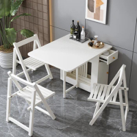 Cover Waterproof Dining Table Nordic Minimalist Side Portable Dining Table Mobile Folding Set Sala Da Pranzo Home Furniture