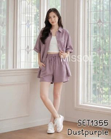 Setelan Oversized Linen Premium - One Set Linen - SET1355 One Size DUSTPURPLE