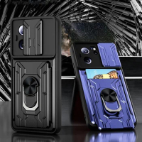 Card slot Camera protect case for POCO F5 X5 Pro M5 X4 GT F4 POCO X4 Pro M4 POCO F3 X3 NFC Armor Hybrid Ring Back Cover