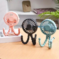 Stroller Octopus Fan Charging USB Blade Free Mini Handheld Foldable Fan Three Claw Winding and Fixing Remote Adjust Camping Fan