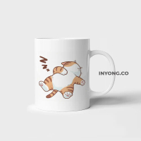 Mug Keramik Premium Motif Kucing Lucu / Gelas Keramik Karakter Cat Lover / Kado Unik Aesthetic (Kode