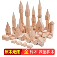 Cross-Border Natural Beech Wood Unpainted Castle Building Blocks Children's Shape Cognition Enlighte