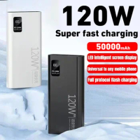 50000 mAh Power Bank 120W Super Fast Charging Big Capacity Powerbank Portable Battery Charger For iPhone Xiaomi Huawei Samsung