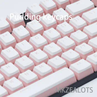 PBT pudding Double Injection keycaps Double shot pink black font For OEM Cherry MX Switches Mechanical Gaming Keyboard 104 ANSI