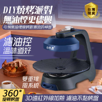 【LADUTA 拉布塔】無煙電烤盤 戶外家用110V 燒烤盤 烤肉盤 電燒烤爐 不沾烤盤(自動旋轉 無煙升溫均勻 烤盤)