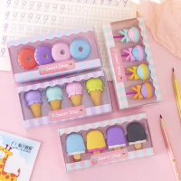 2box Mini Cute Ice Cream Donut Eraser Children's Creative Pencil Eraser Student School Office Stationery Supplies