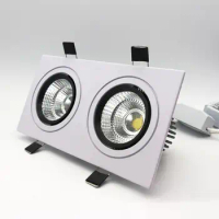 Popular Square 2x10W Dimmable COB LED Downlights CRI 90 Double Fixture Recessed Ceiling Down Lights Lamp