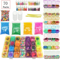 DIY Slime Kit Supplies Clear Crystal Slime Making Kit Slime Foam Beads Glitter Funny Slime Toys Stress Reliever Toy For Kid