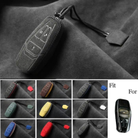 Suede Leather Car Smart Remote Key Fob Case Cover Holder Bag WIth Keychain For Aston Martin
