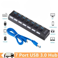 7 Port USB 3.0 Hub USB Hub High Speed 3.0 Measuring Wire USB One Dragging Seven HUB with an Indepen